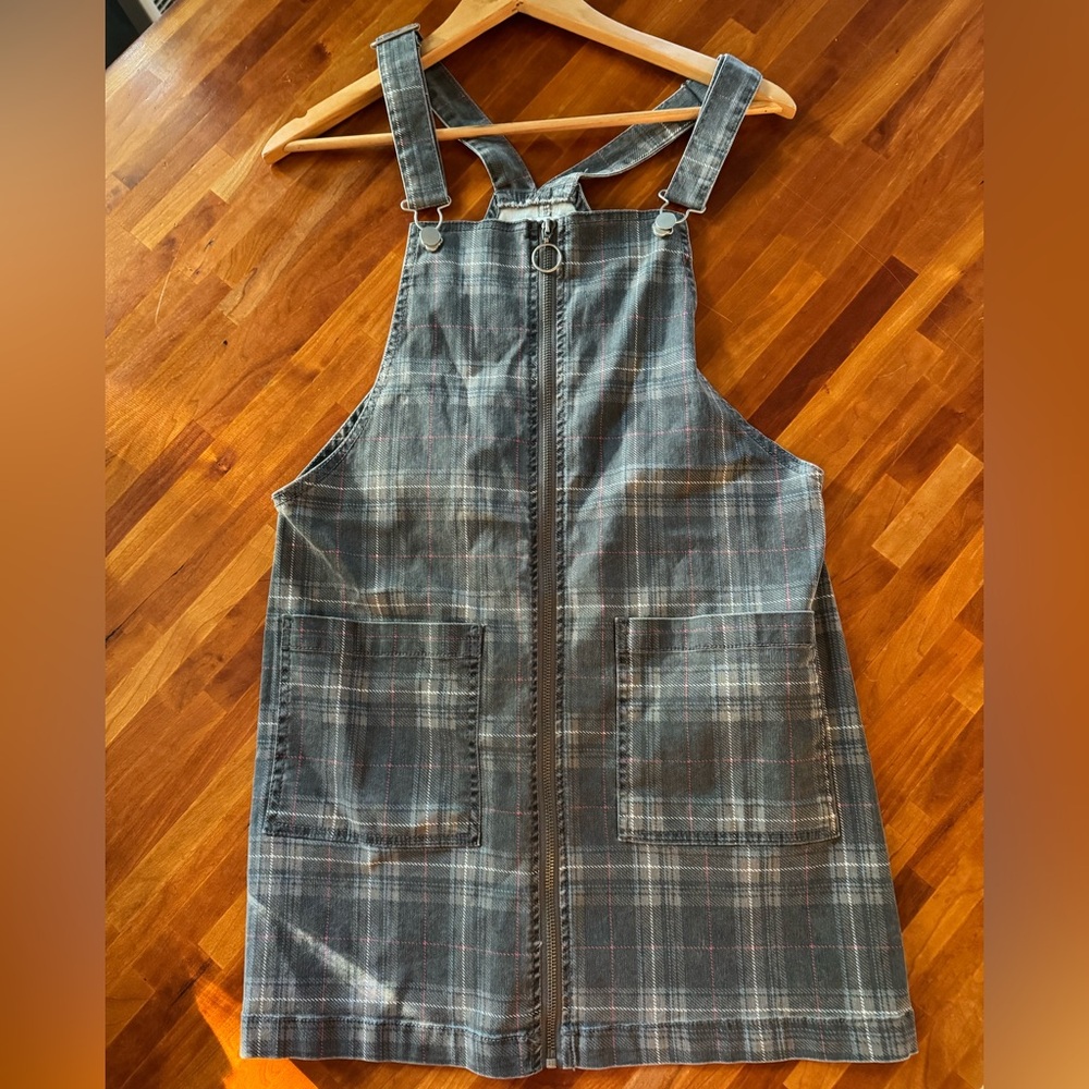 Love, Fire Gray Denim Overall Dress